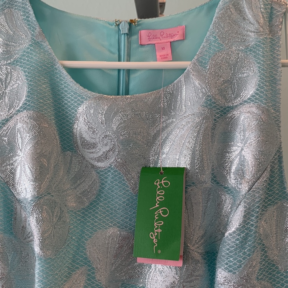 Lilly Pulitzer Aqua and Silver Mini Dress - Picture 5 of 12